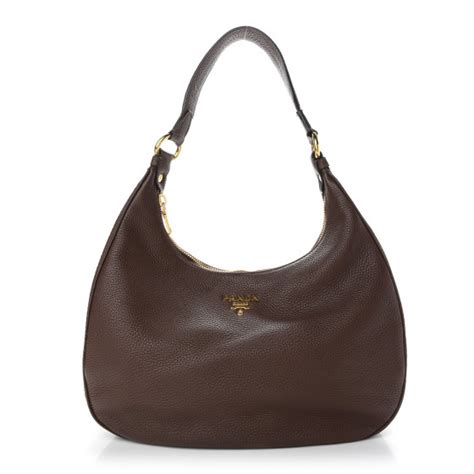 prada daino calfskin cacao|PRADA Vitello Daino Hobo Cacao 918883 .